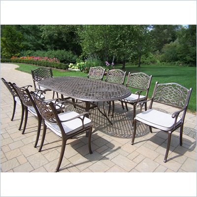 Oakland Living Mississippi 82 x 42 Inch Oval 9pc Dining Set with Cushions