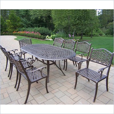 Oakland Living Mississippi 82 x 42 Inch Oval 9pc Dining Set