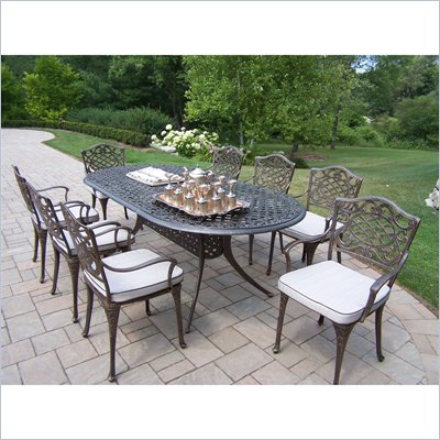 Oakland Living Mississippi 82 x 42 Inch Oval 9pc Dining Set with Cushions
