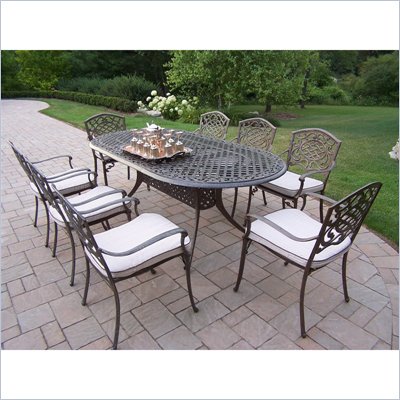 Oakland Living Mississippi 82 x 42 Inch Oval 9pc Dining Set with Cushions