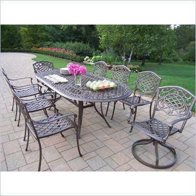 Oakland Living Mississippi 82 x 42 Inch Oval 9pc Dining Set with Swivels