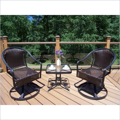 Oakland Living Tuscany Resin Wicker 3pc Swivel Chat Set