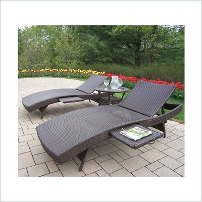 Oakland Living Elite Resin Wicker 3pc Chaise Lounge Set