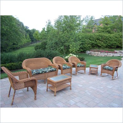 Oakland Living Resin Wicker 7pc Seating Set with Cushions