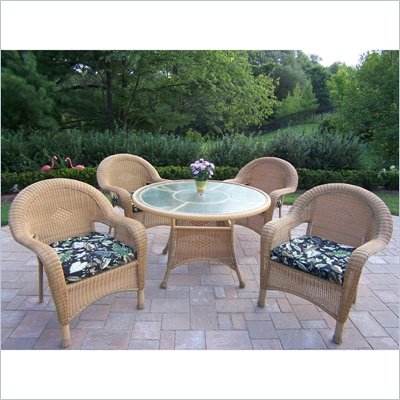 Oakland Living Resin Wicker 5pc Dining Set with Cushions