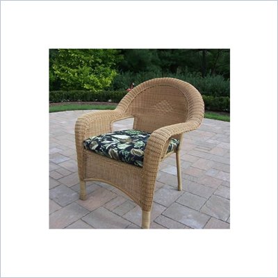 Oakland Living Resin Wicker Arm Chair with Cushion