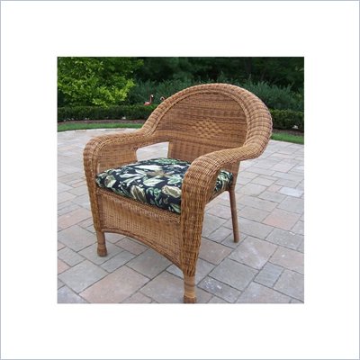 Oakland Living Resin Wicker Arm Chair with Cushion