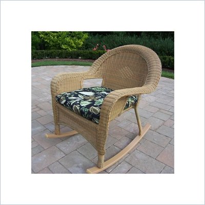 Oakland Living Resin Wicker Rocker with Cushion