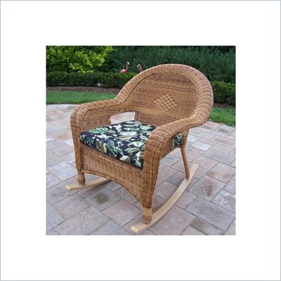 Oakland Living Resin Wicker Rocker with Cushion
