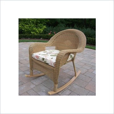 Oakland Living Resin Wicker Rocker with Cushion