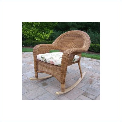 Oakland Living Resin Wicker Rocker with Cushion