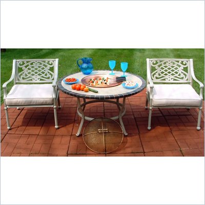 Oakland Living Stone Art 42 Inch 4pc Tacoma Deep Seating Conversation Set with Copper Fire Pit