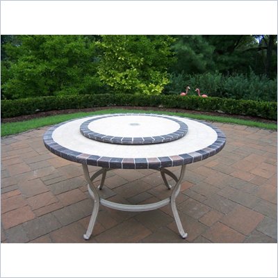 Oakland Living Stone Art 42 Inch Deep Seating Conversation Table with Lazy Susan