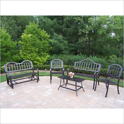 Oakland Living Rochester 5 Piece Seating Set in Hammer Tone Bronze Finish