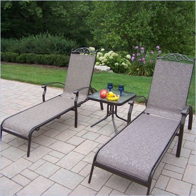 Oakland Living Cascade Sling 3pc Chaise Lounge Set in Coffee Finish