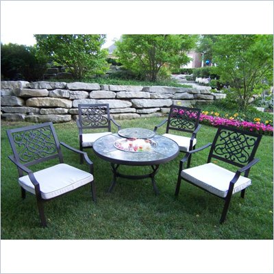 Oakland Living Stone Art 44 Inch Deep Seating 5pc Chat Set with Ice Bucket
