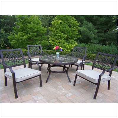 Oakland Living Stone Art 44 Inch Deep Seating 5pc Chat Set with Cushions