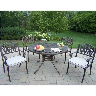 Oakland Living Sunray 48 Inch Tulip 5pc Dining Set with Cushions