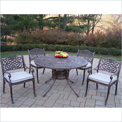 Oakland Living Sunray 48 Inch Mississippi 5pc Dining Set with Cushions