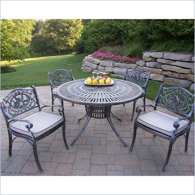 Oakland Living Sunray 48 Inch Hummingbird 5pc Dining Set with Cushions