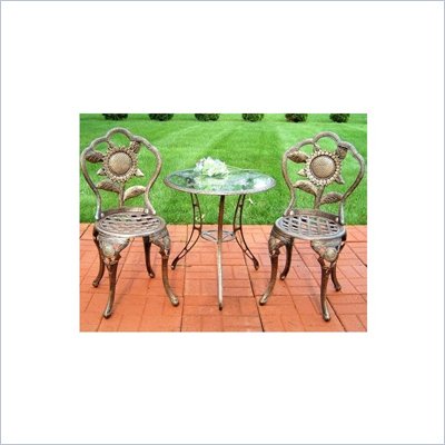 Oakland Living Sunflower Antique Bronze 3-Piece Bistro Set