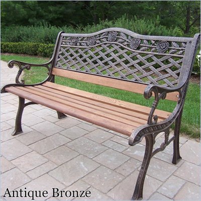 Oakland Living Tea Rose Bench in Antique Bronze