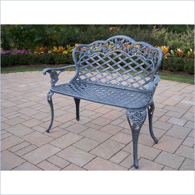 Oakland Living Tea Rose Cast Aluminum Love Seat Bench in Verdi Grey
