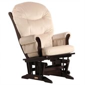 Dutailier Sleigh Glider in Espresso and Light Beige Fabric