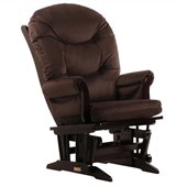 Dutailier Sleigh Glider in Espresso and Chocolate Fabric