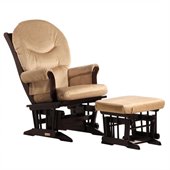Dutailier Sleigh Glider and Ottoman Set in Espresso and Light Brown
