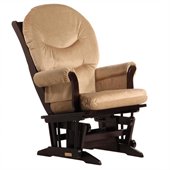 Dutailier Sleigh Glider in Espresso and Light Brown Fabric