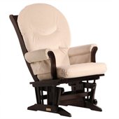 Dutailier Sleigh Glider in Espresso and Light Beige Fabric