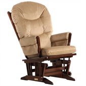 Dutailier 2 Post Glider in Coffee and Light Brown Fabric