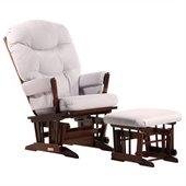 Dutailier 2 Post Glider and Ottoman Set in Coffee and Light Grey
