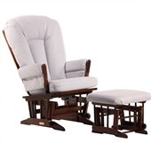 Dutailier 2 Post Glider and Ottoman Set in Coffee and Light Grey
