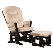 Dutailier Modern Glider and Ottoman Set in Espresso and Light Beige