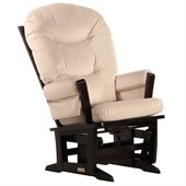 Dutailier Modern Glider in Espresso and Light Beige Fabric