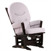Dutailier Modern Glider in Espresso and Light Grey Fabric