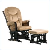 Dutailier Sleigh Glider and Ottoman Set in Espresso and Light Brown