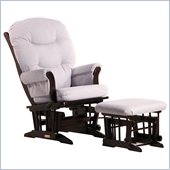 Dutailier Sleigh Glider and Ottoman Set in Espresso and Light Grey
