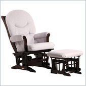 Dutailier Sleigh Glider and Ottoman Set in Espresso and Light Grey