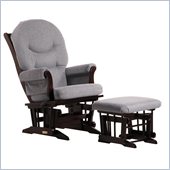 Dutailier Sleigh Glider and Ottoman Set in Espresso and Dark Grey