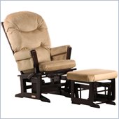 Dutailier Modern Glider and Ottoman Set in Espresso and Light Brown