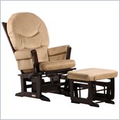 Dutailier Modern Glider and Ottoman Set in Espresso and Light Brown