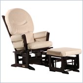 Dutailier Modern Glider and Ottoman Set in Espresso and Light Beige