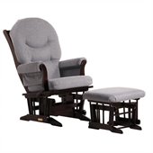 Dutailier Sleigh Glider and Ottoman Set in Espresso and Dark Grey