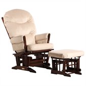 Dutailier 2 Post Glider and Ottoman Set in Coffee and Light Beige