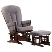 Dutailier 2 Post Glider and Ottoman Set in Coffee and Dark Grey