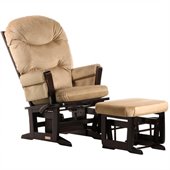 Dutailier Modern Glider and Ottoman Set in Espresso and Light Brown
