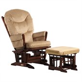 Dutailier 2 Post Glider and Ottoman Set in Coffee and Light Brown